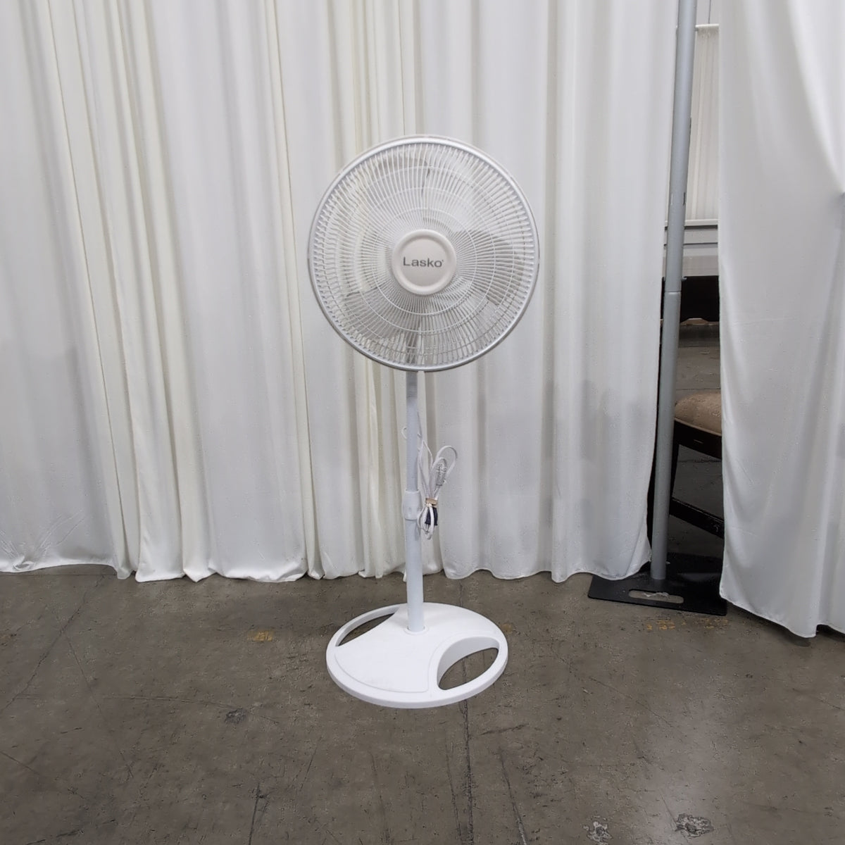 White Lasko Adjustable Height Pedestal Fan