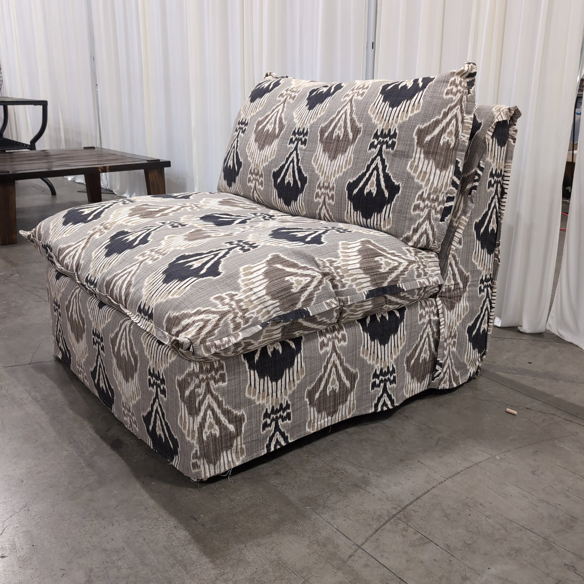 Patterned Multi-Tone Sectional Couch with Ikat Design