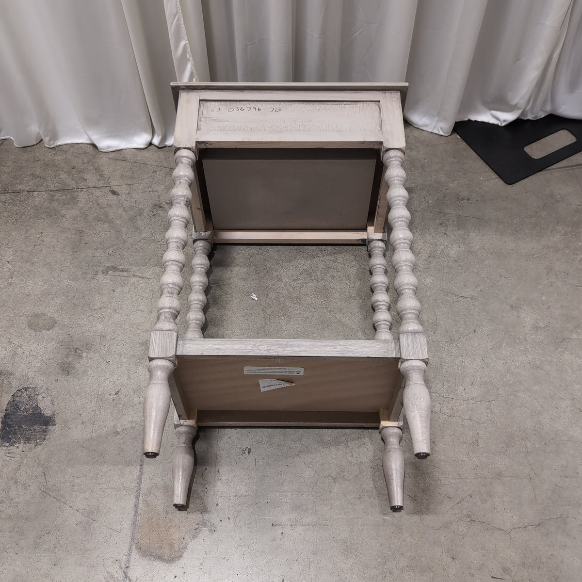 Light Grey Wood Nightstand with Open Shelf