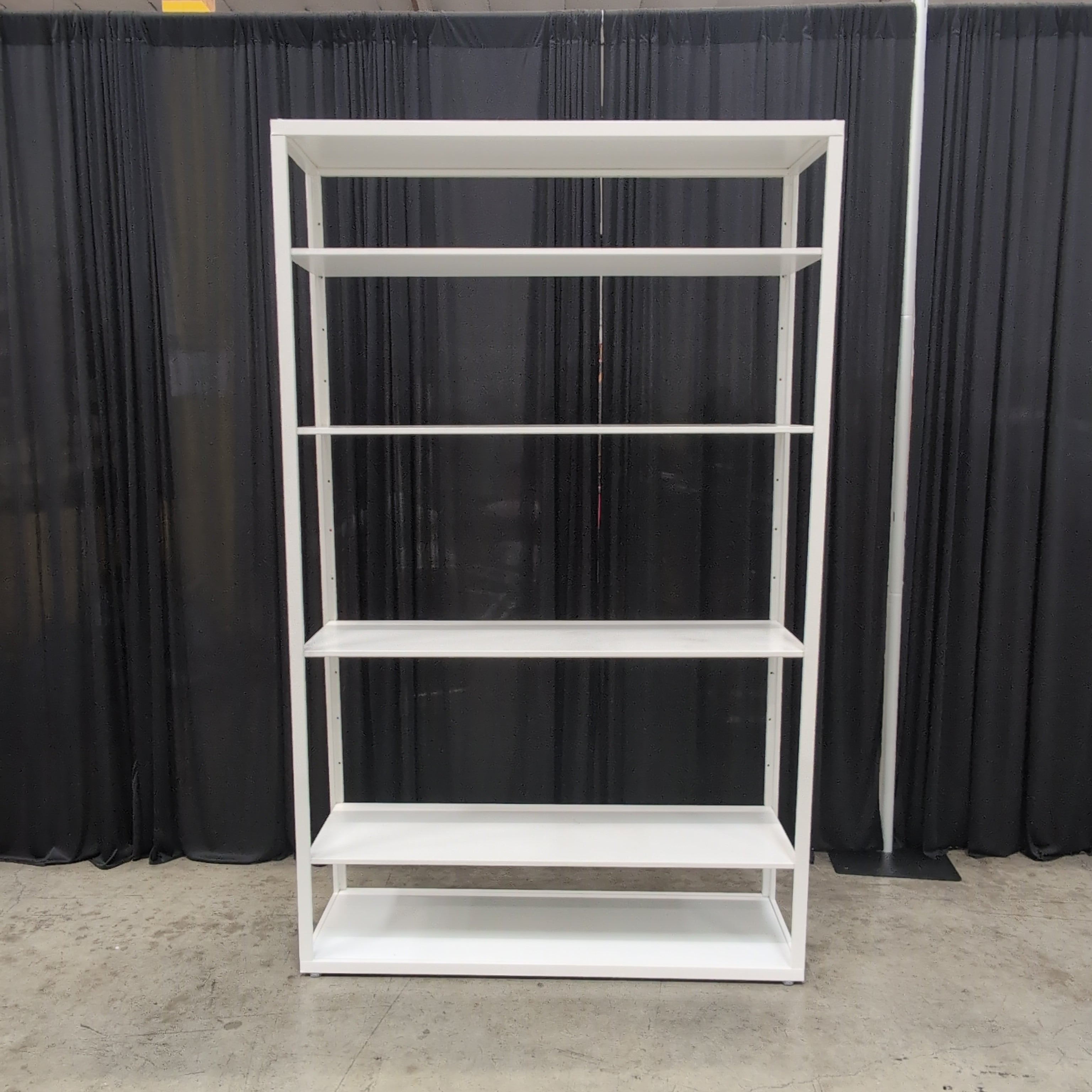 White Metal Six-Shelf Open Bookcase