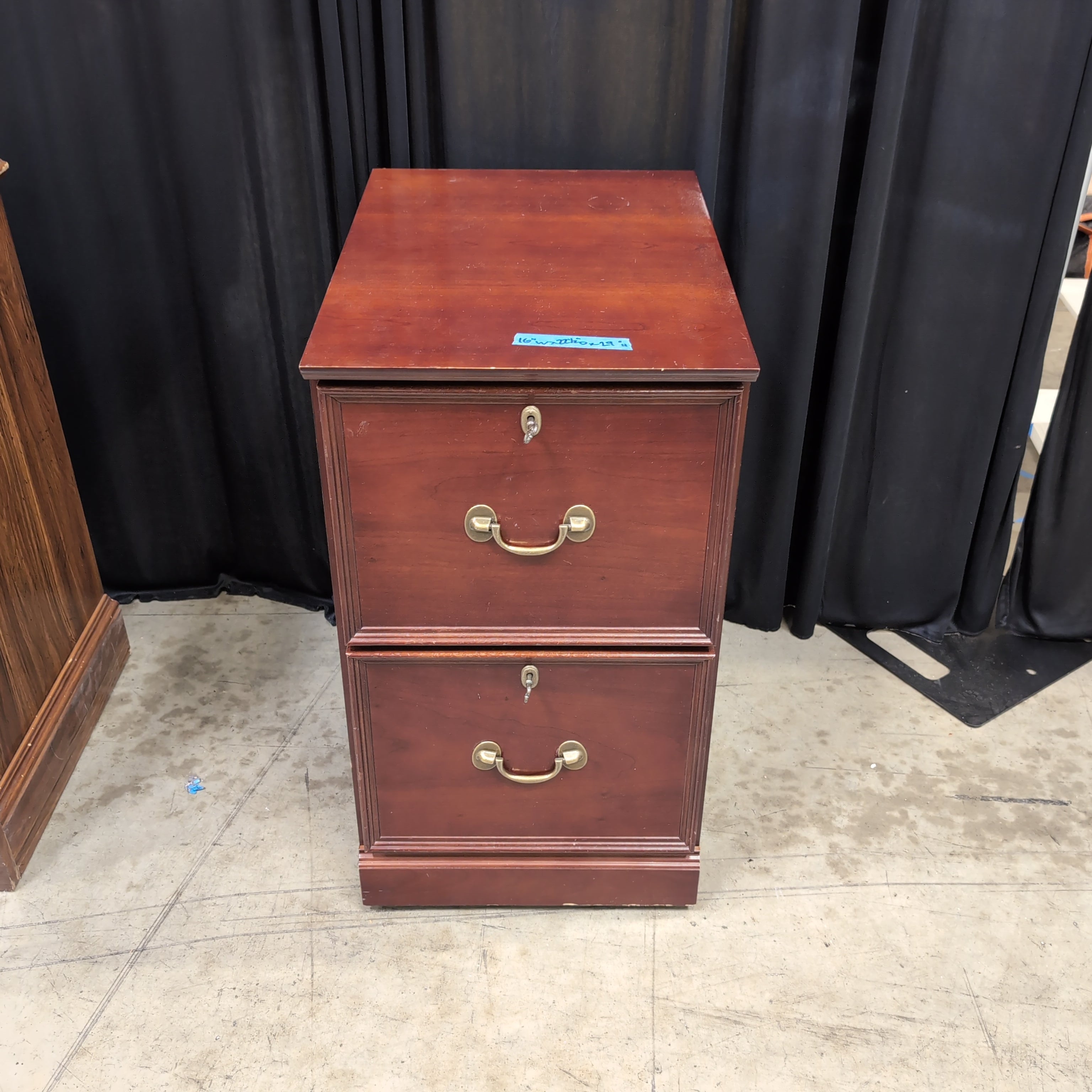 Vintage Cherry Finish Two-Drawer vertical filing cabinet