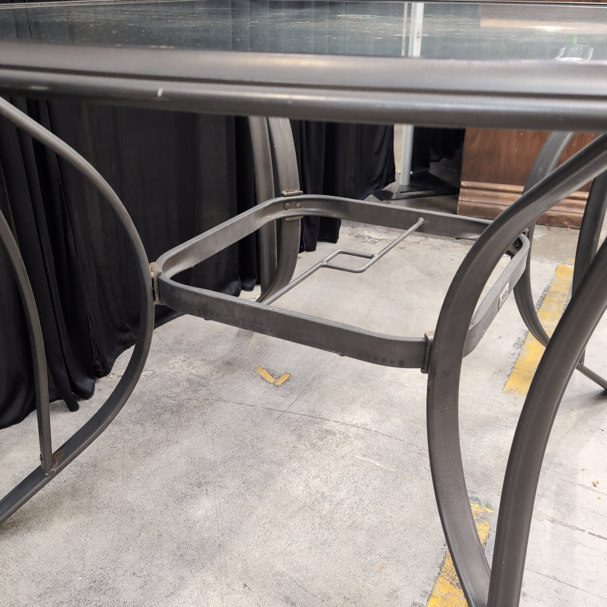 Grey Metal Square Patio Dining Table with Umbrella Hole