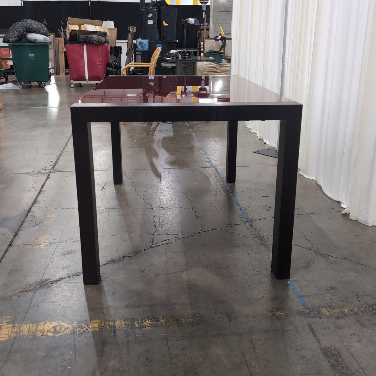 Glossy Red Rectangular Dining Table in Dark Wood