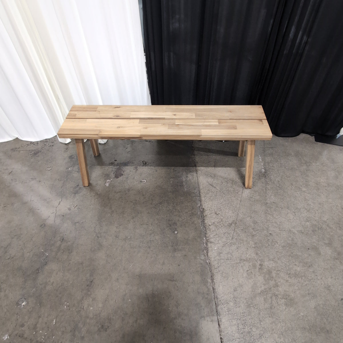 Light Wood Plank Top Bench