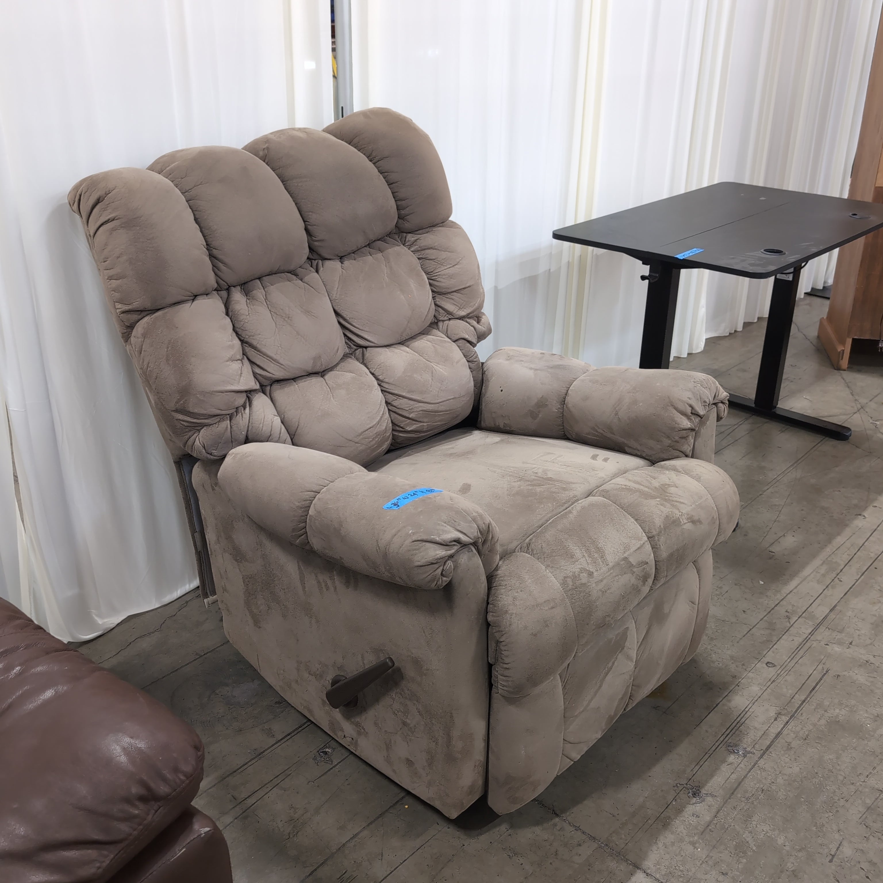 Plush Tan Upholstered Recliner