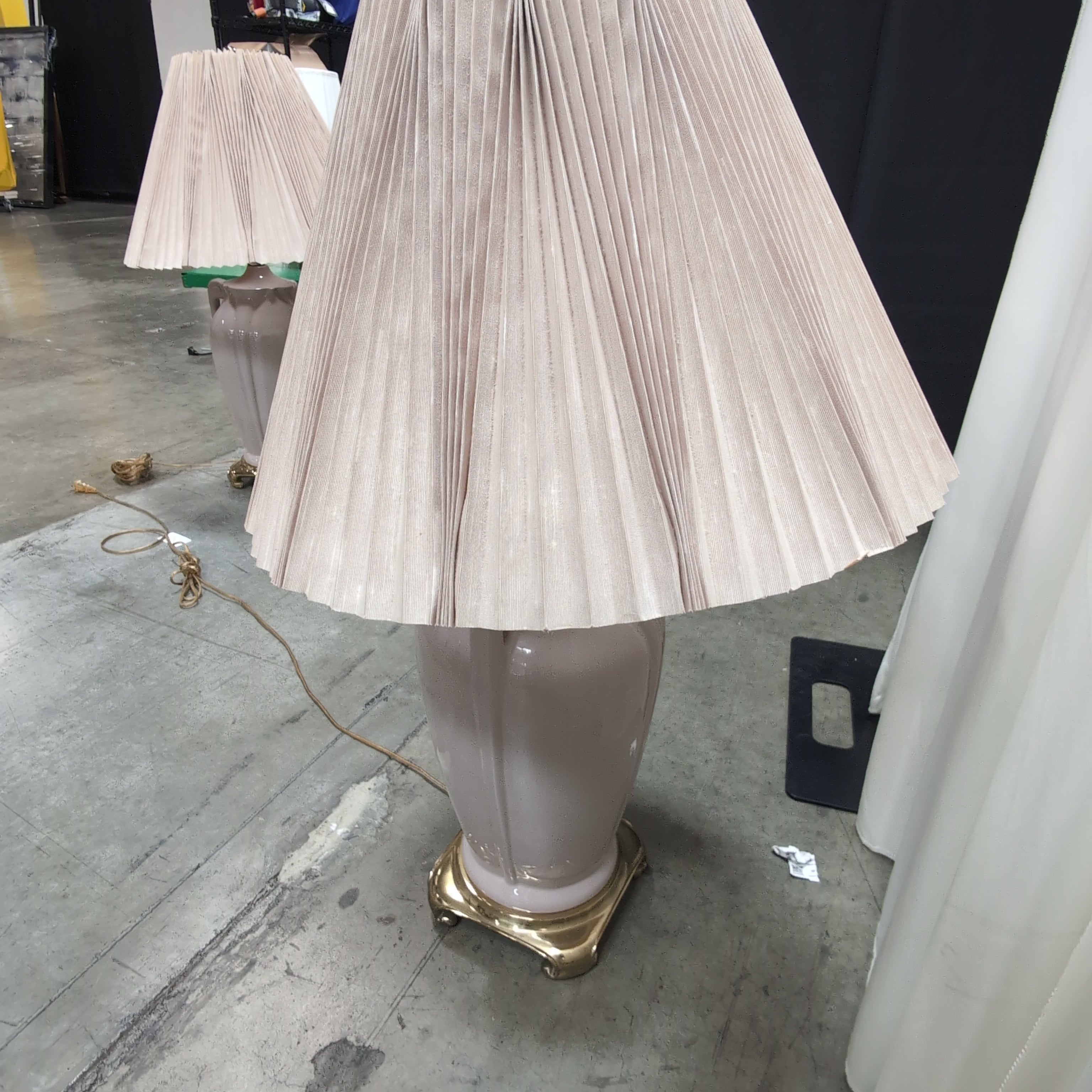 Lavender Ceramic Table Lamp with Pleated Shade