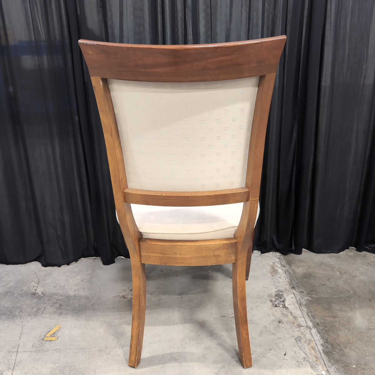 Classic Brown Wood Dining Chair with Cream Upholstery