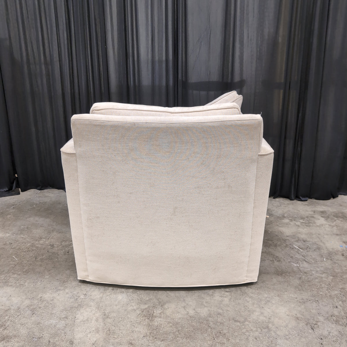Neutral Fabric Track Armchair with Curved Base