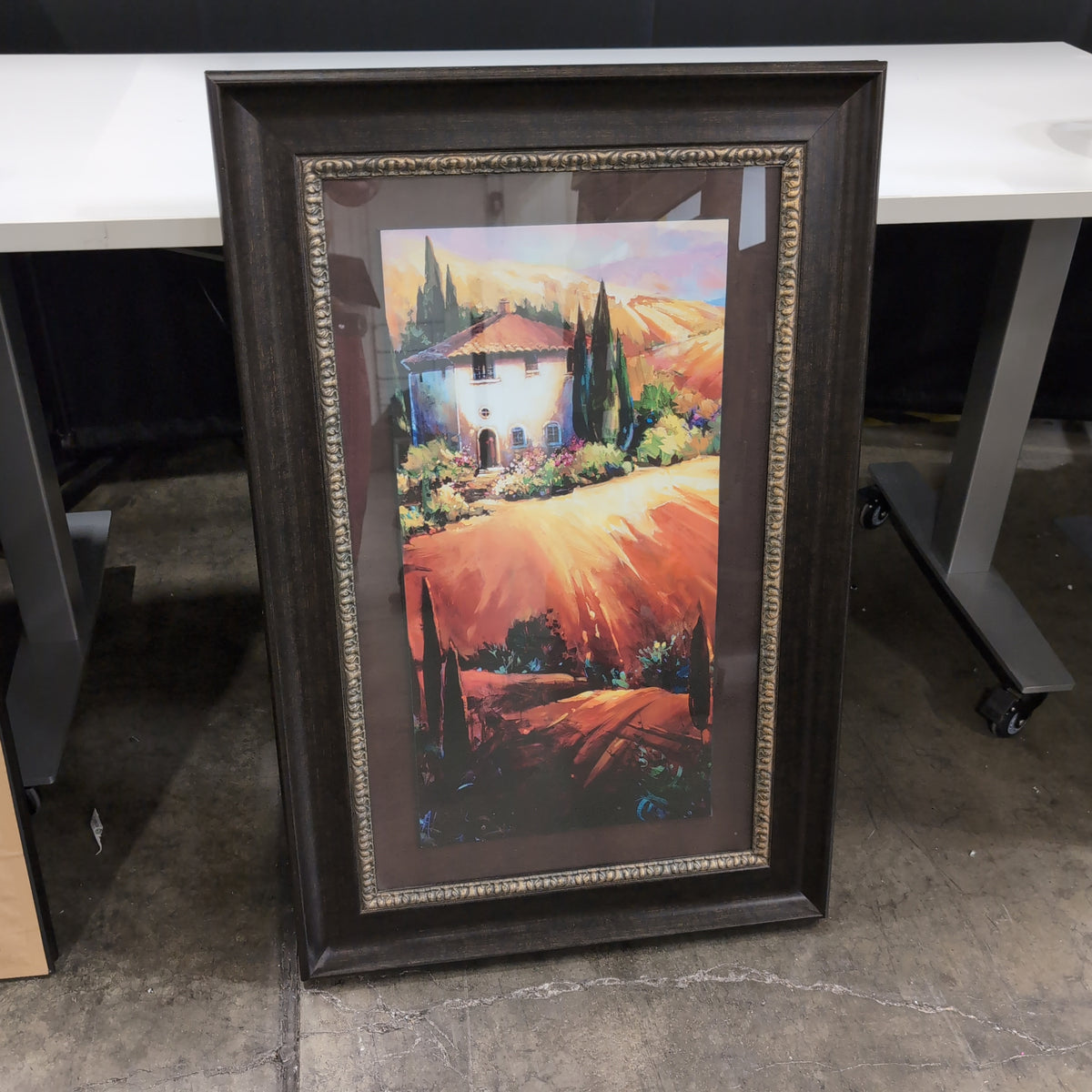 Tuscan Landscape Framed Art Print with Ornate Trim