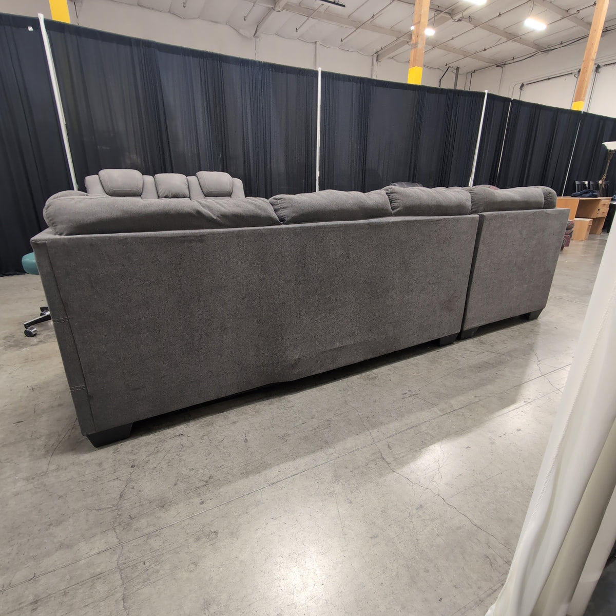 Charcoal Gray Fabric L-Shaped Sectional Couch