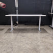 LE NL White Adjustable Height Desk with Silver Legs