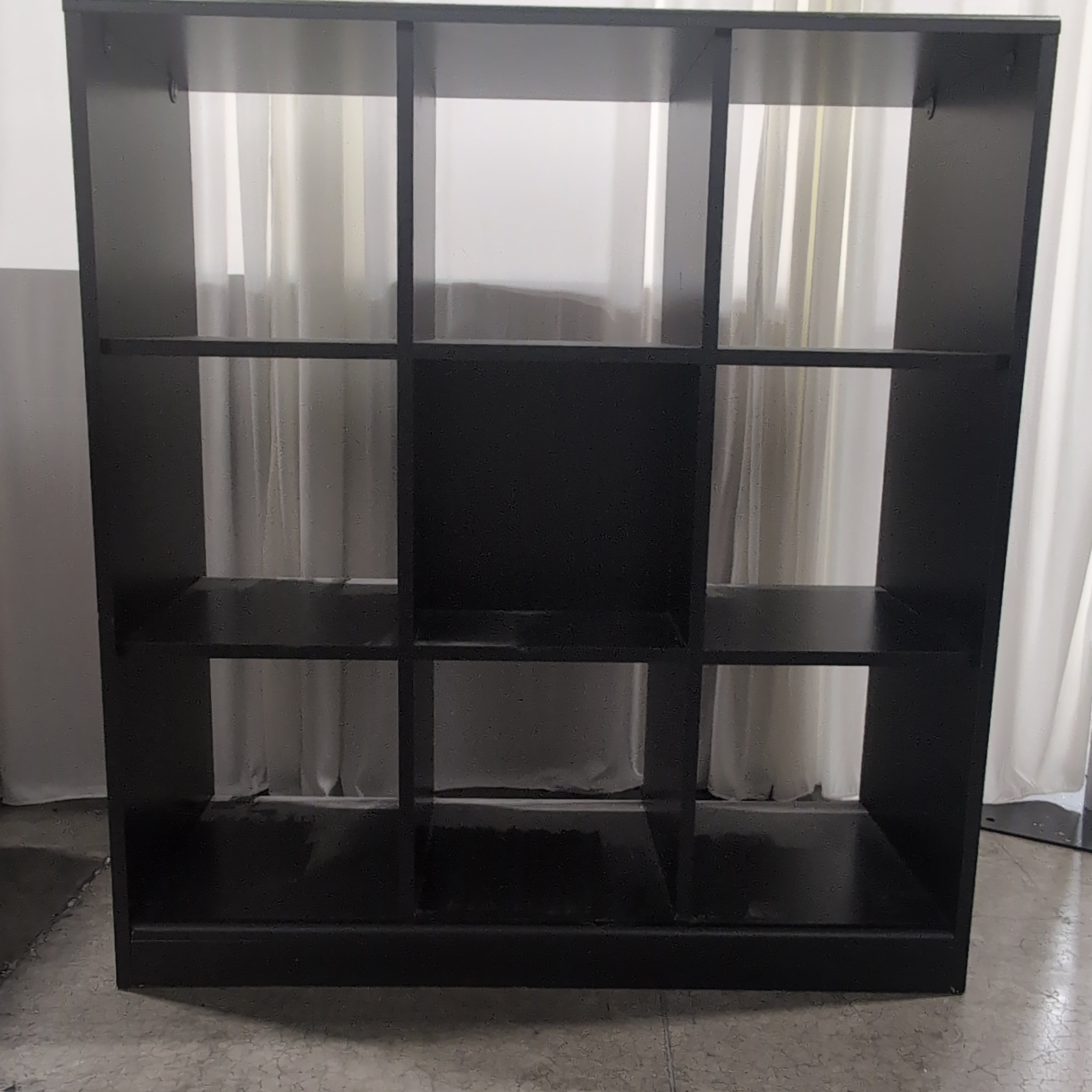Black Wood Composite Multi-Cubby Storage Bookcase