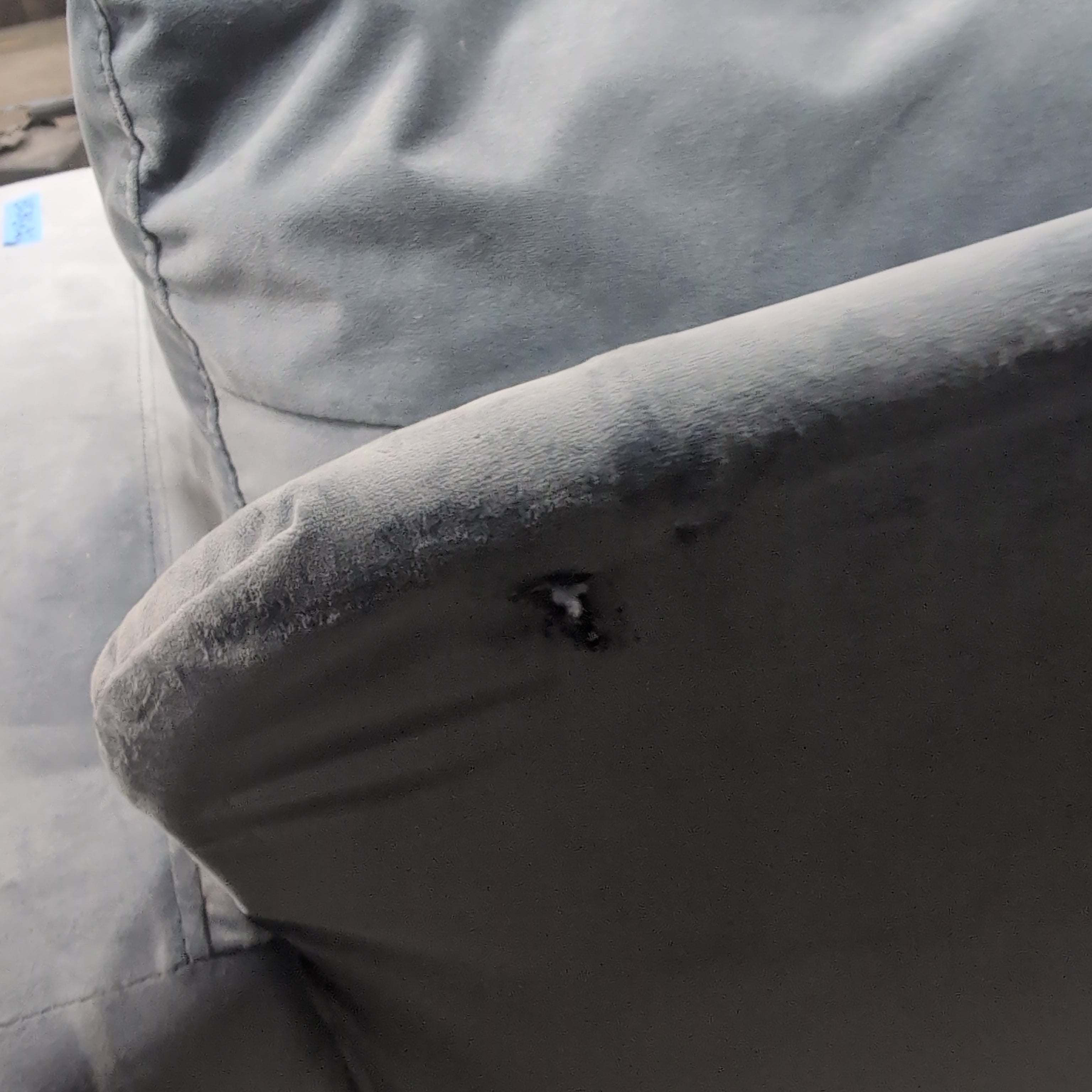 Grey Velvet Track Arm Couch