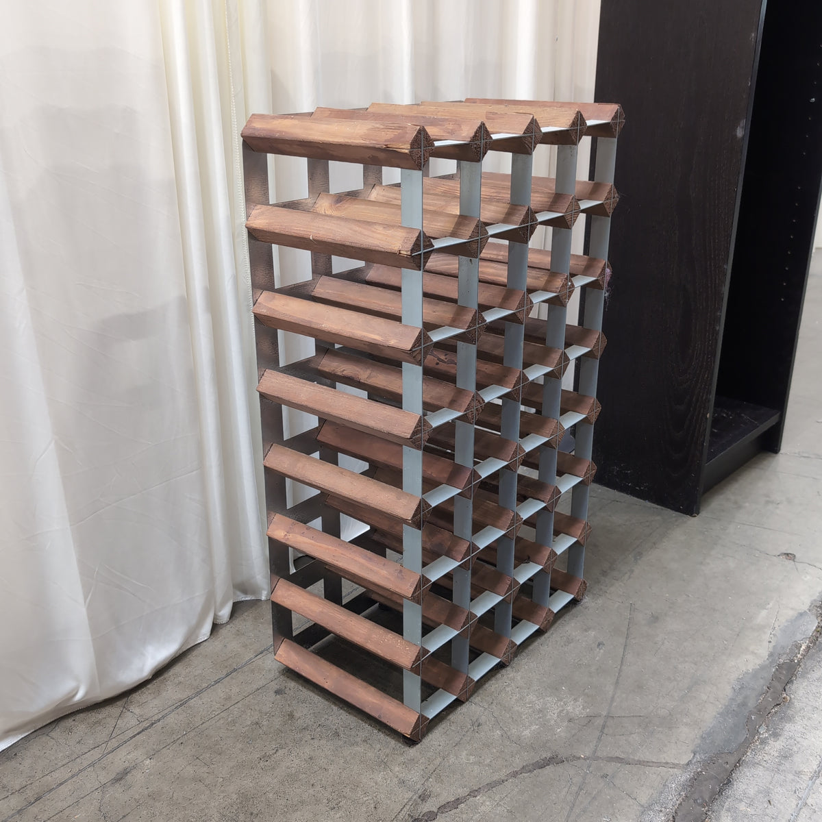 Hardwood and Metal Bottle Wine Rack with 28 Slots