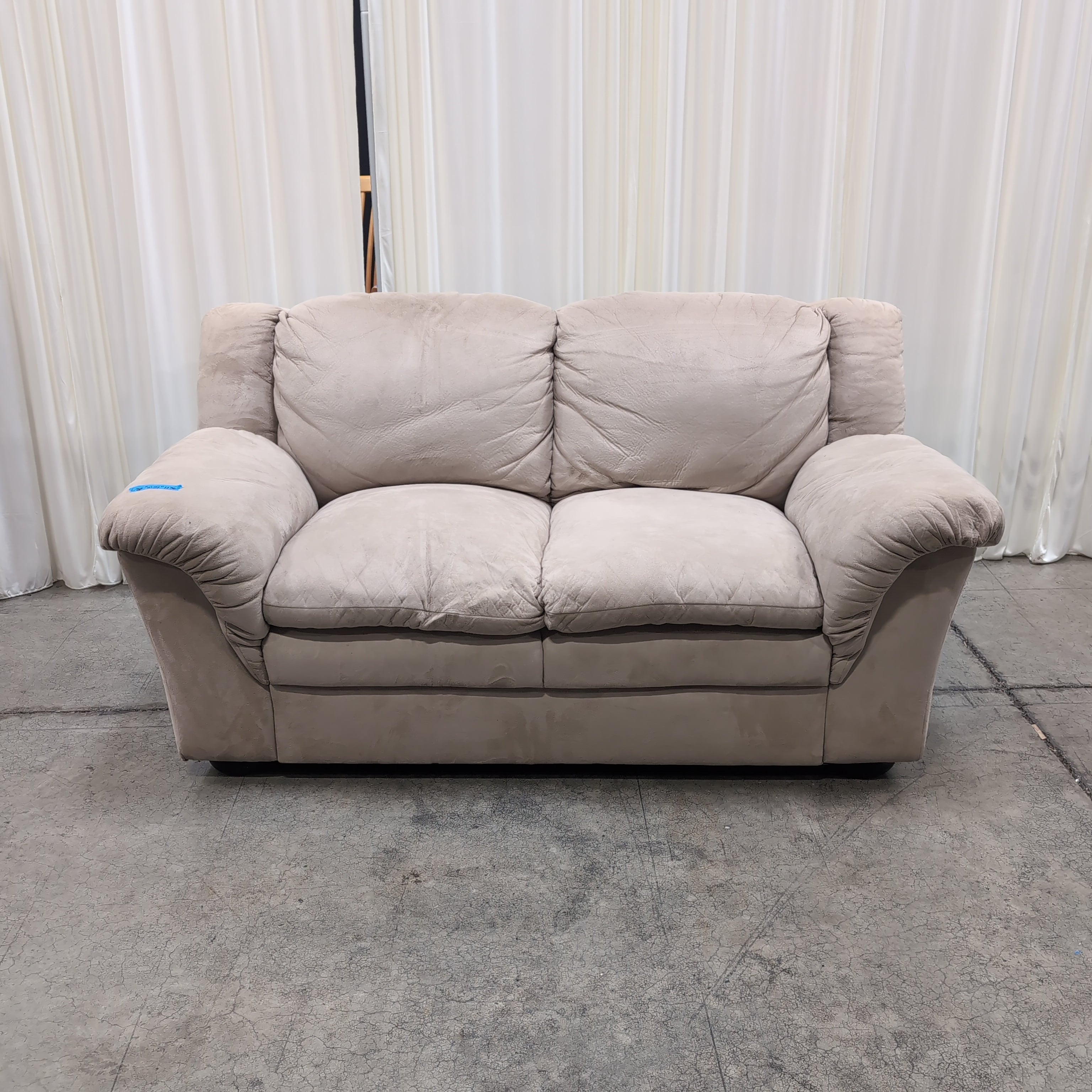 Plush Light Beige Three-Cushion Couch