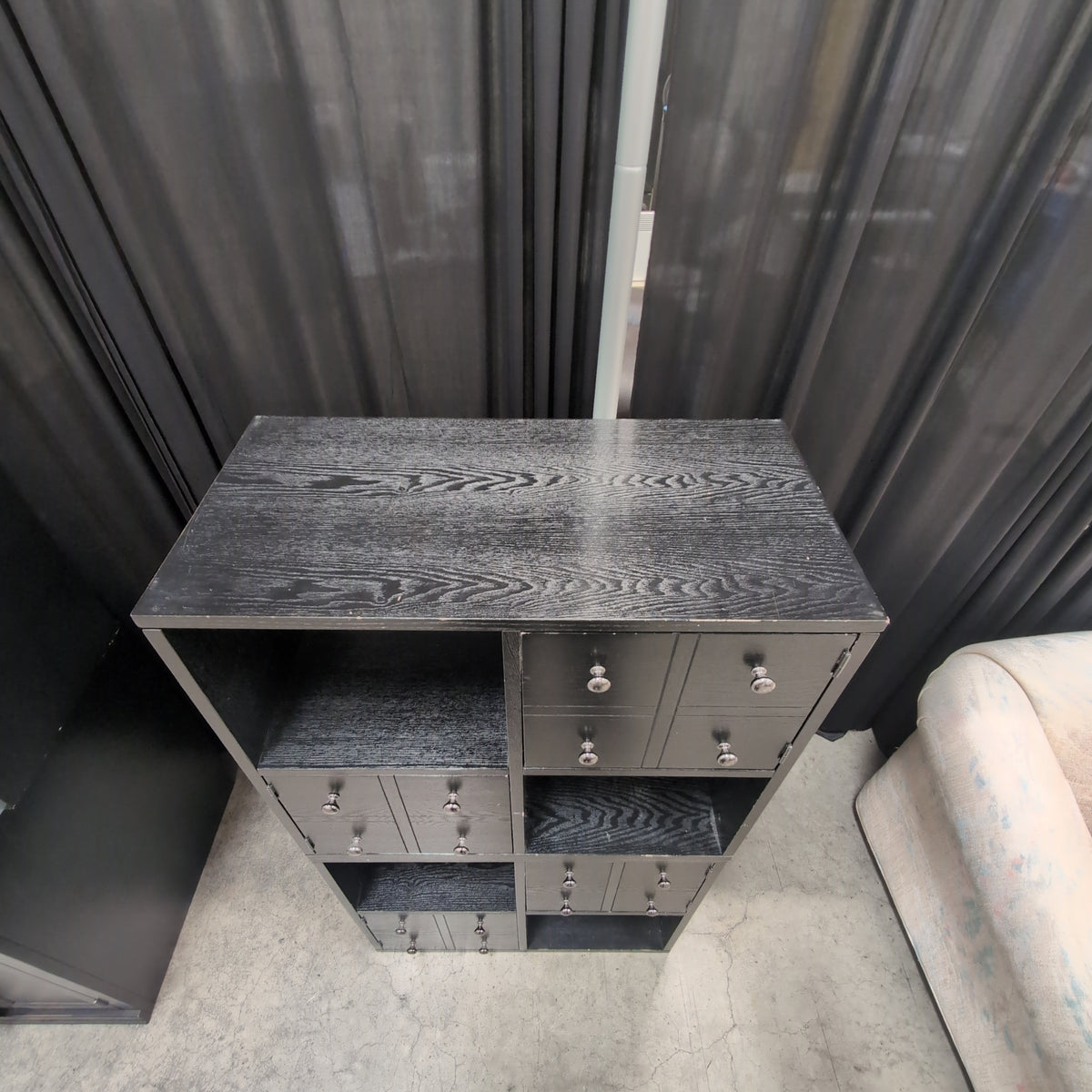 Black Finished Wood Composite Storage Cabinet with Drawers