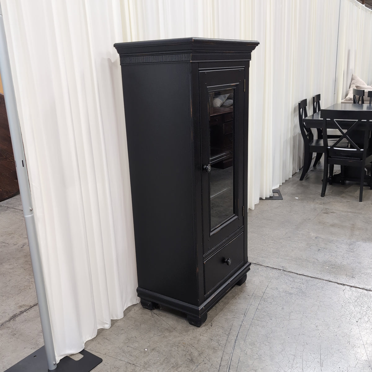 Black Wood Display China Cabinet with Glass Door
