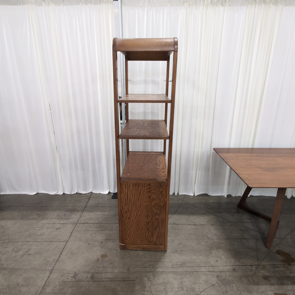 Rounded Top Wood Bookcase with Cabinet Storage