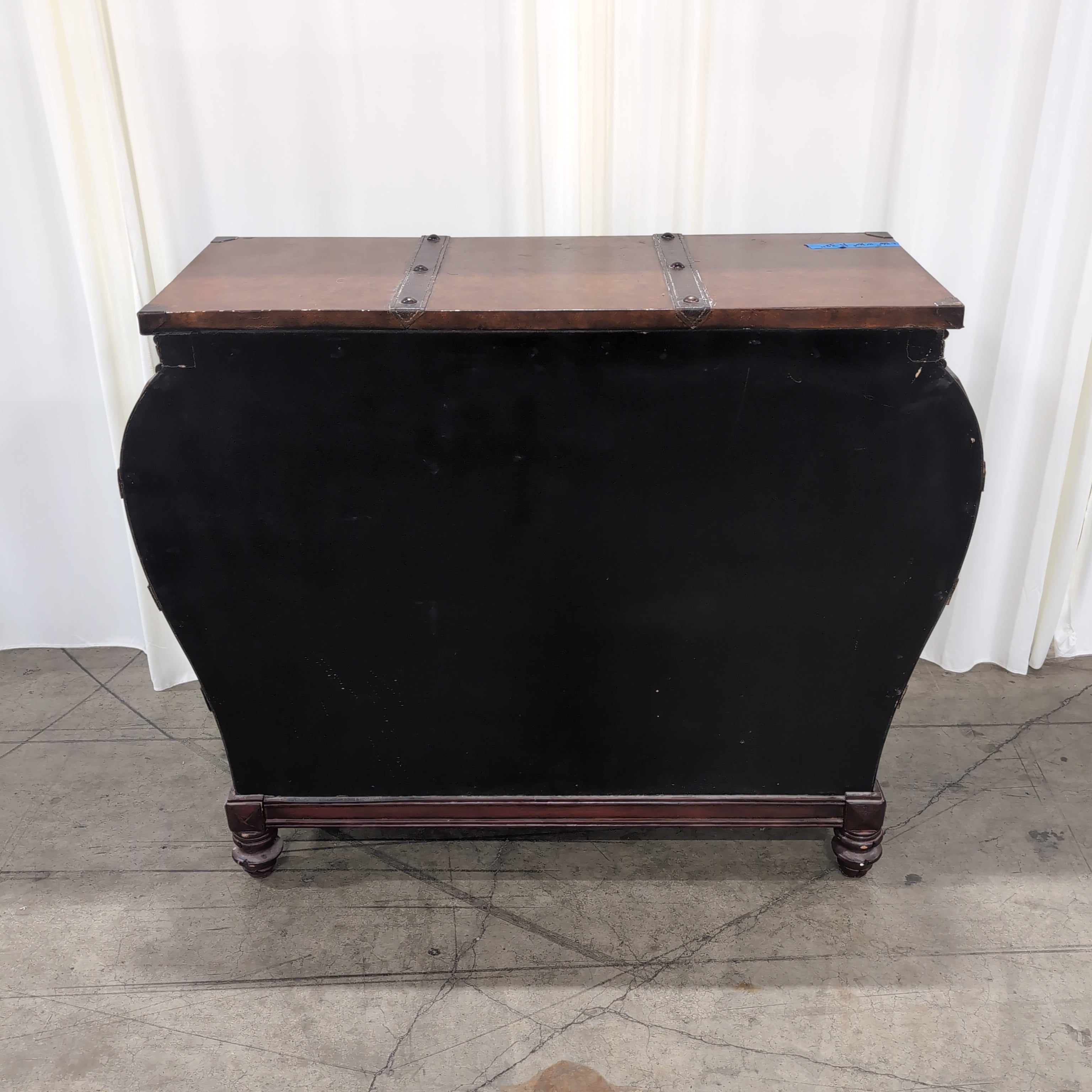 Brown Faux Leather Trunk Style Three-Drawer Dresser