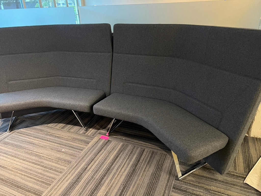 Keilhauer Black 3 Seat Sofa with w/ Silver Accent