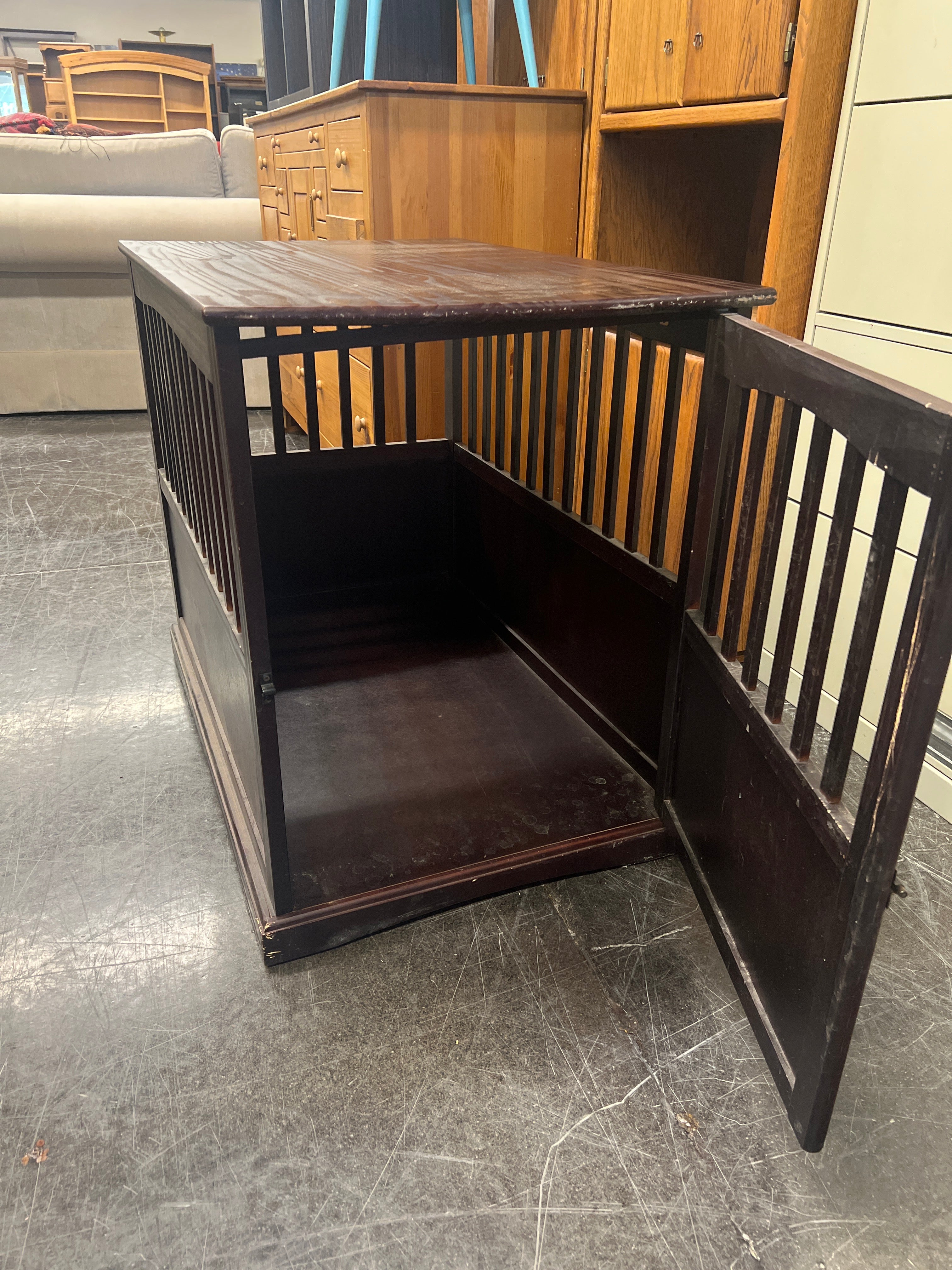 Extra Large Espresso Wooden Pet Crate End Table