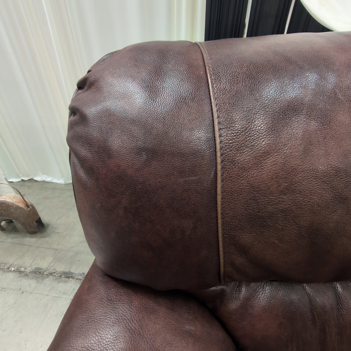 Classic Brown Leather Three-Seat Couch