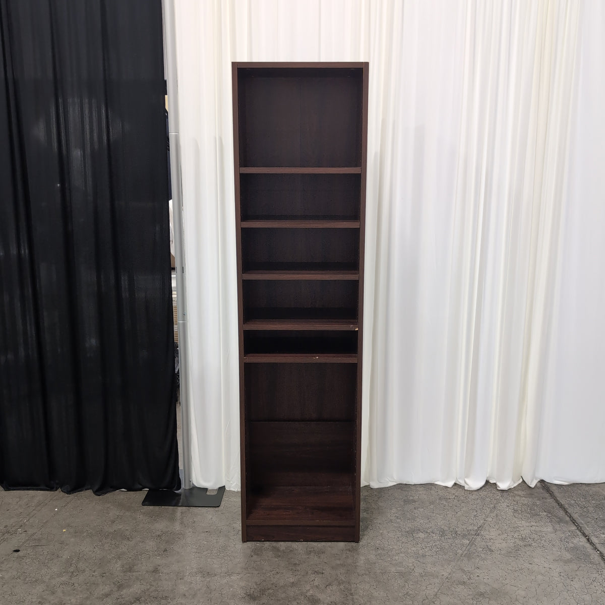 Tall Dark Brown Six-Shelf Bookcase