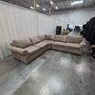 Neutral Tan L-Shaped Sectional Couch in Microfiber