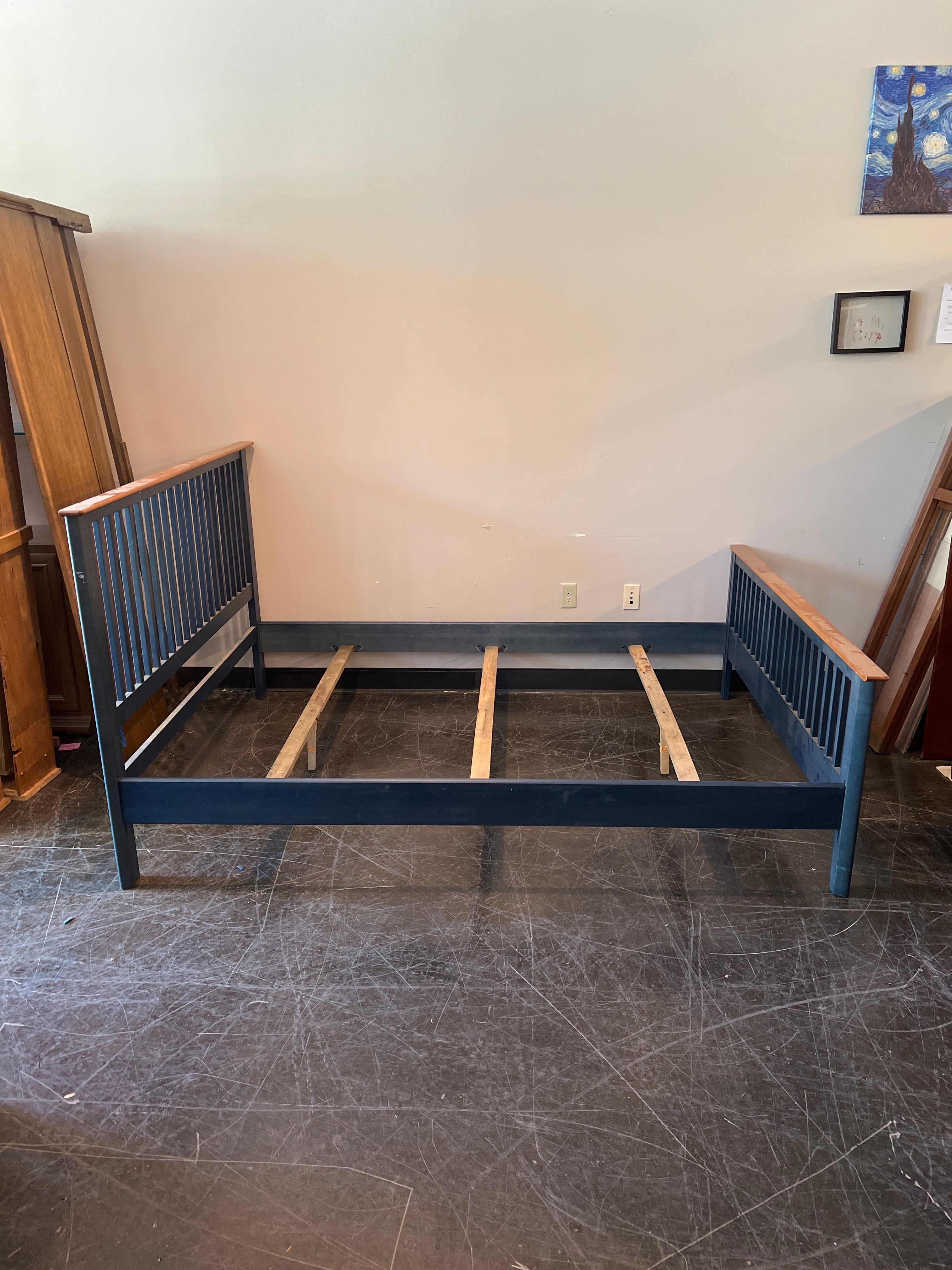 Crate and Barrel Queen Blue Bed Frame