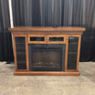 Medium Brown Wood TV Stand with Electric Fireplace