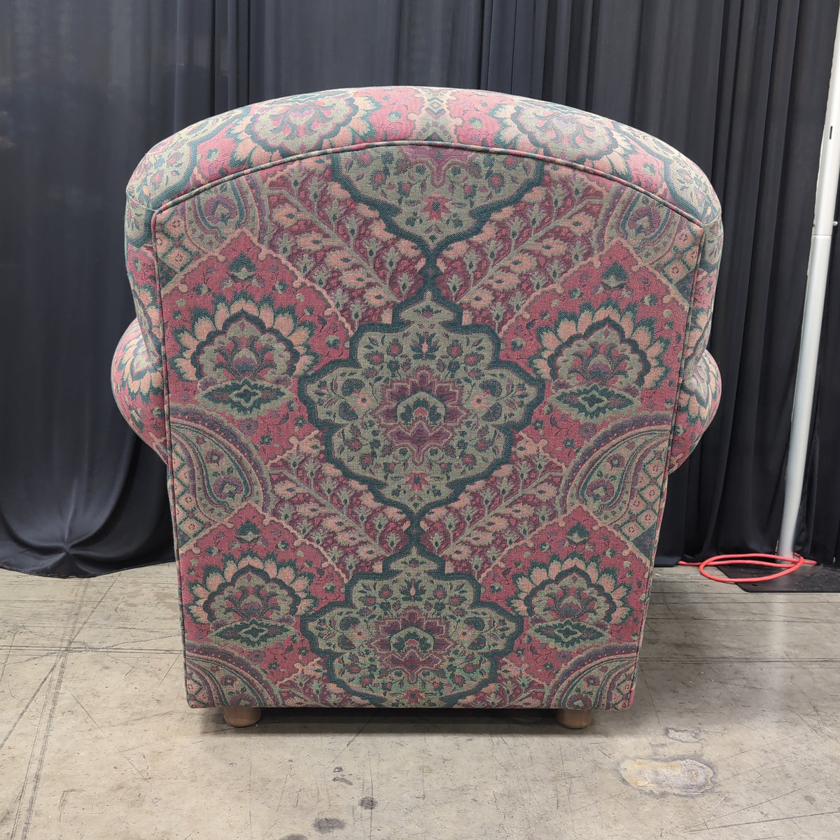 Burgundy Green Paisley Patterned Club Chair