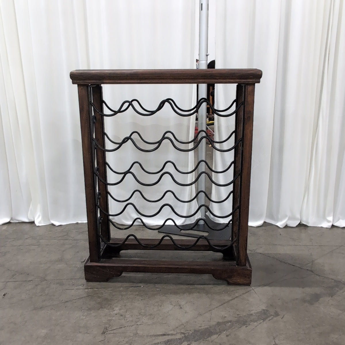Dark Wood Top Metal Bottle Wine Rack