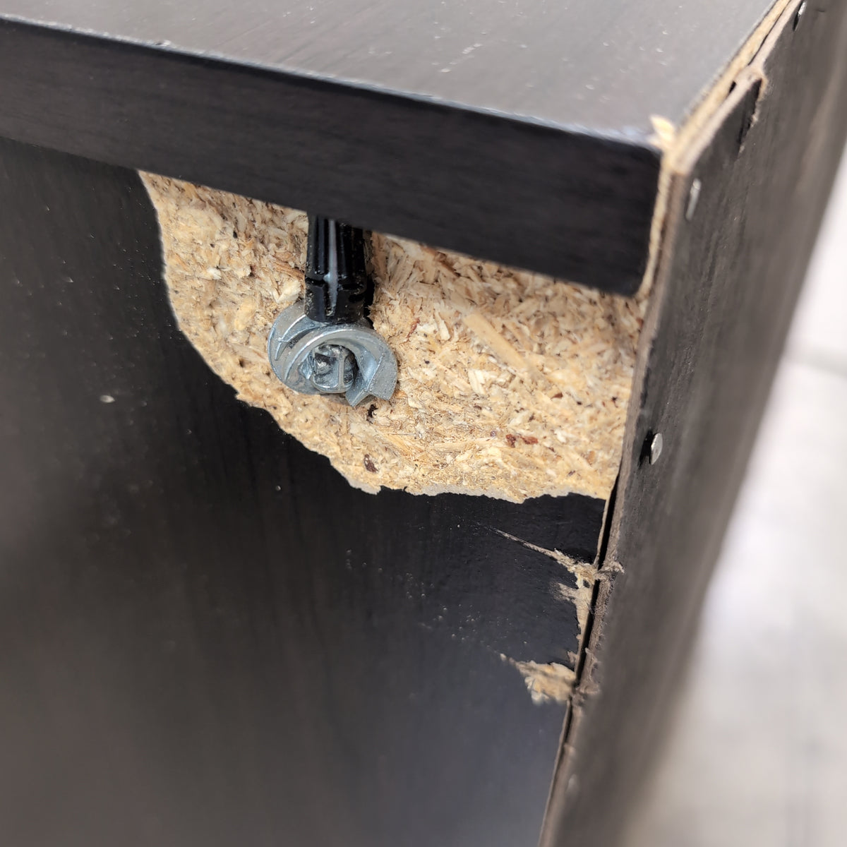 Dark Brown Two-Drawer Nightstand with Silver Pulls