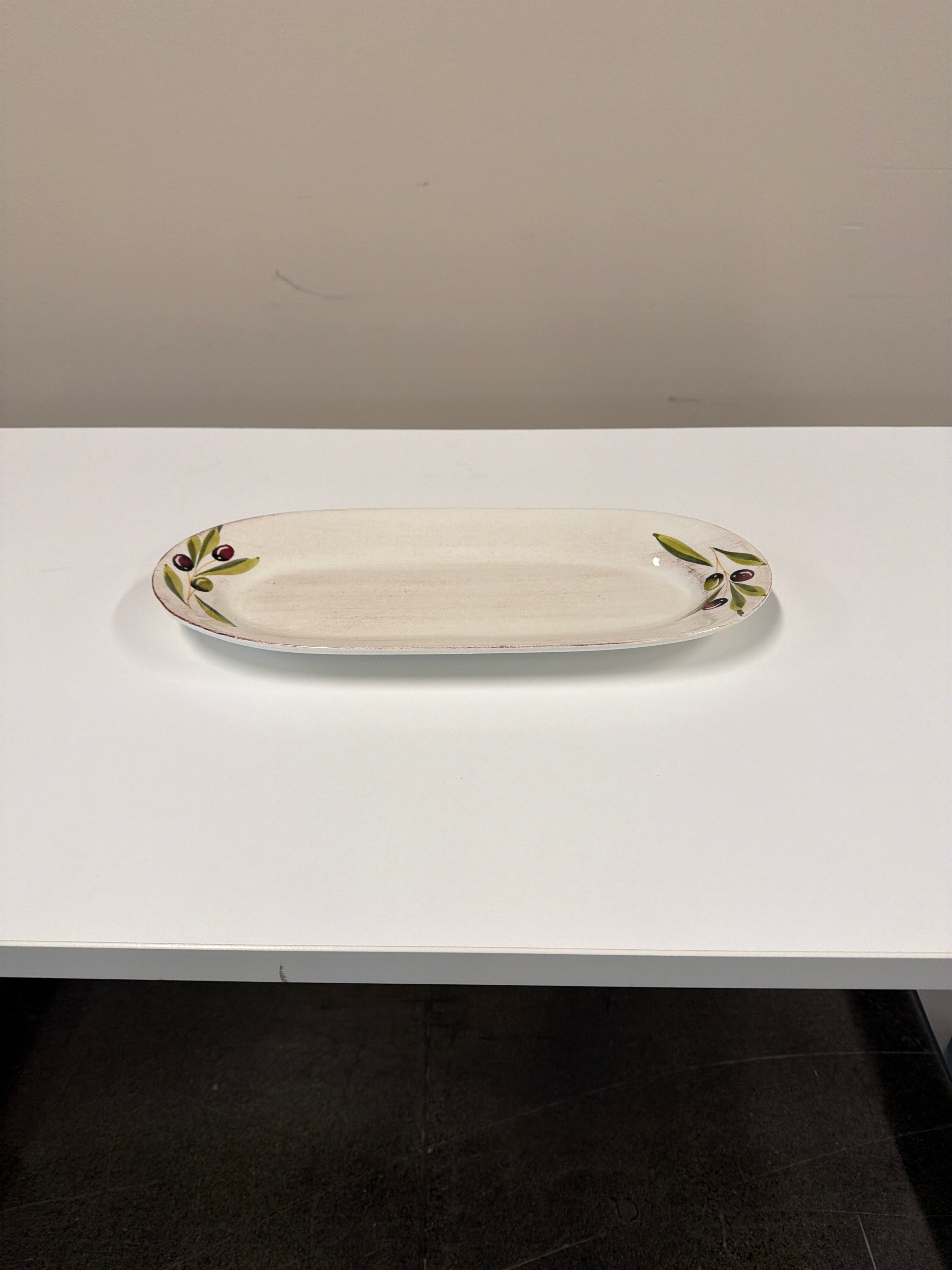 Ceramiche Alfa Italian Ceramic Oval Serving Platter Olive Branch Design