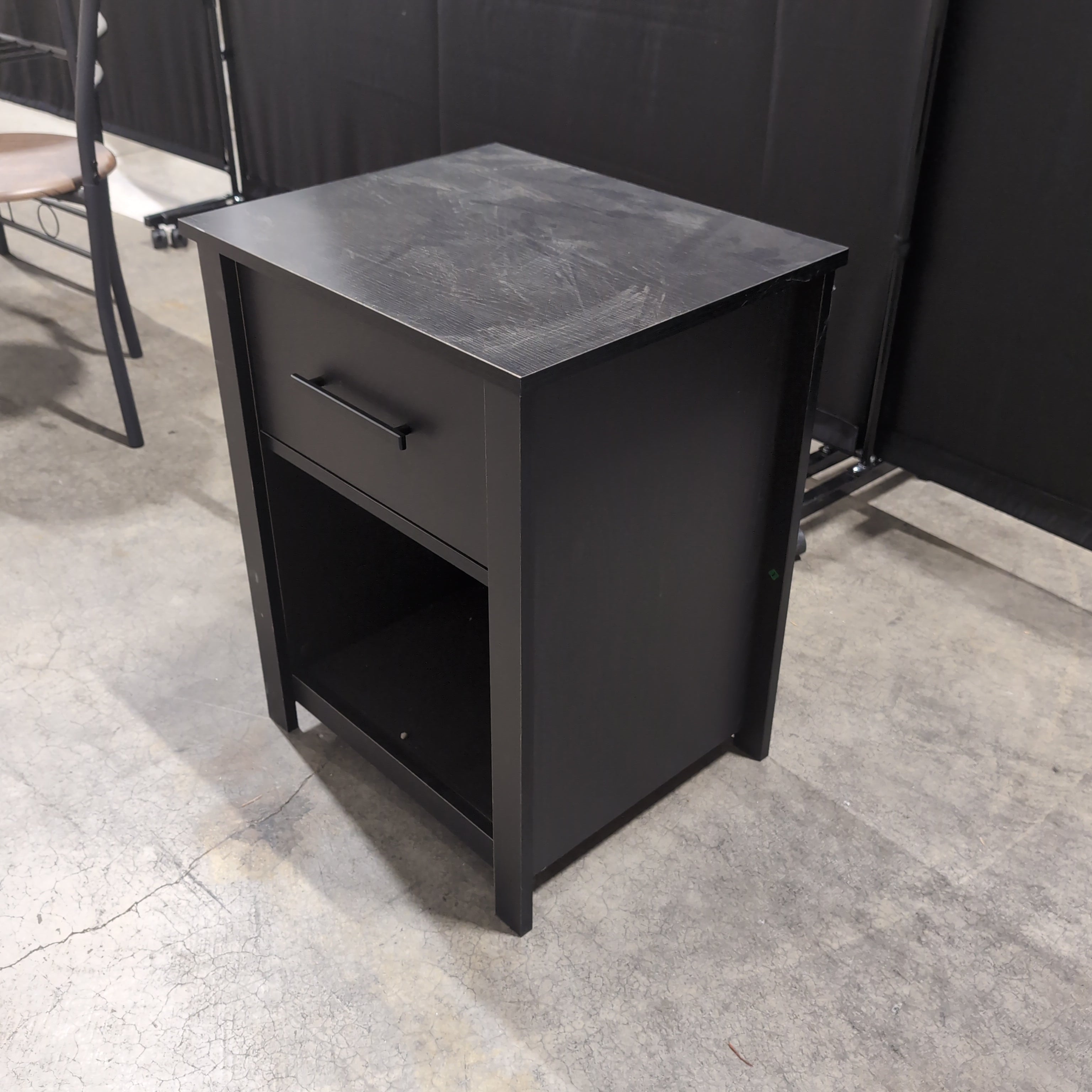 Ameriwood HOME Black Wood Composite Nightstand with Open Shelf