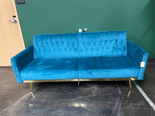 Teal Tufted Velvet Sofa