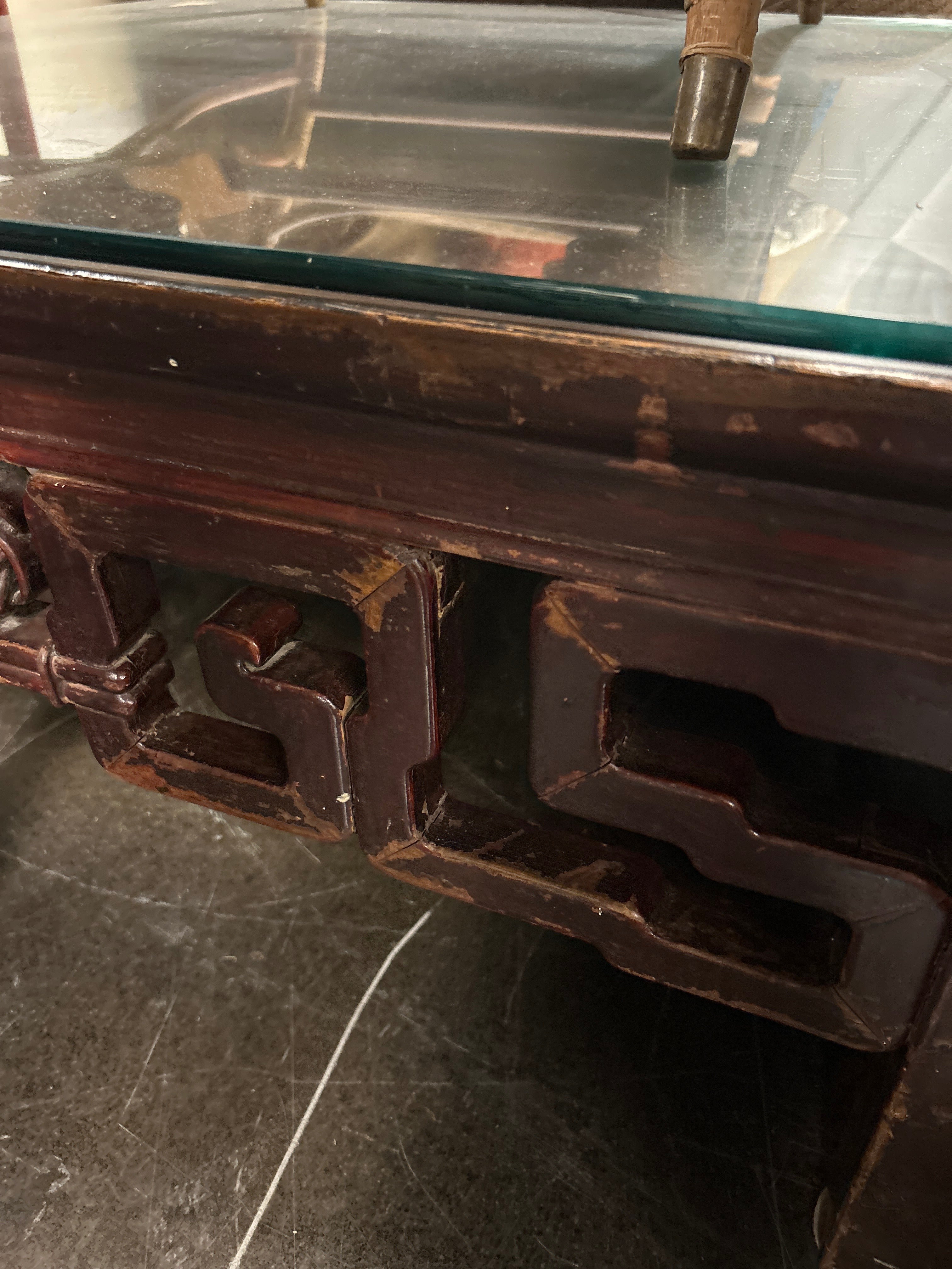 Square Ornate Coffee Table With Glass Top