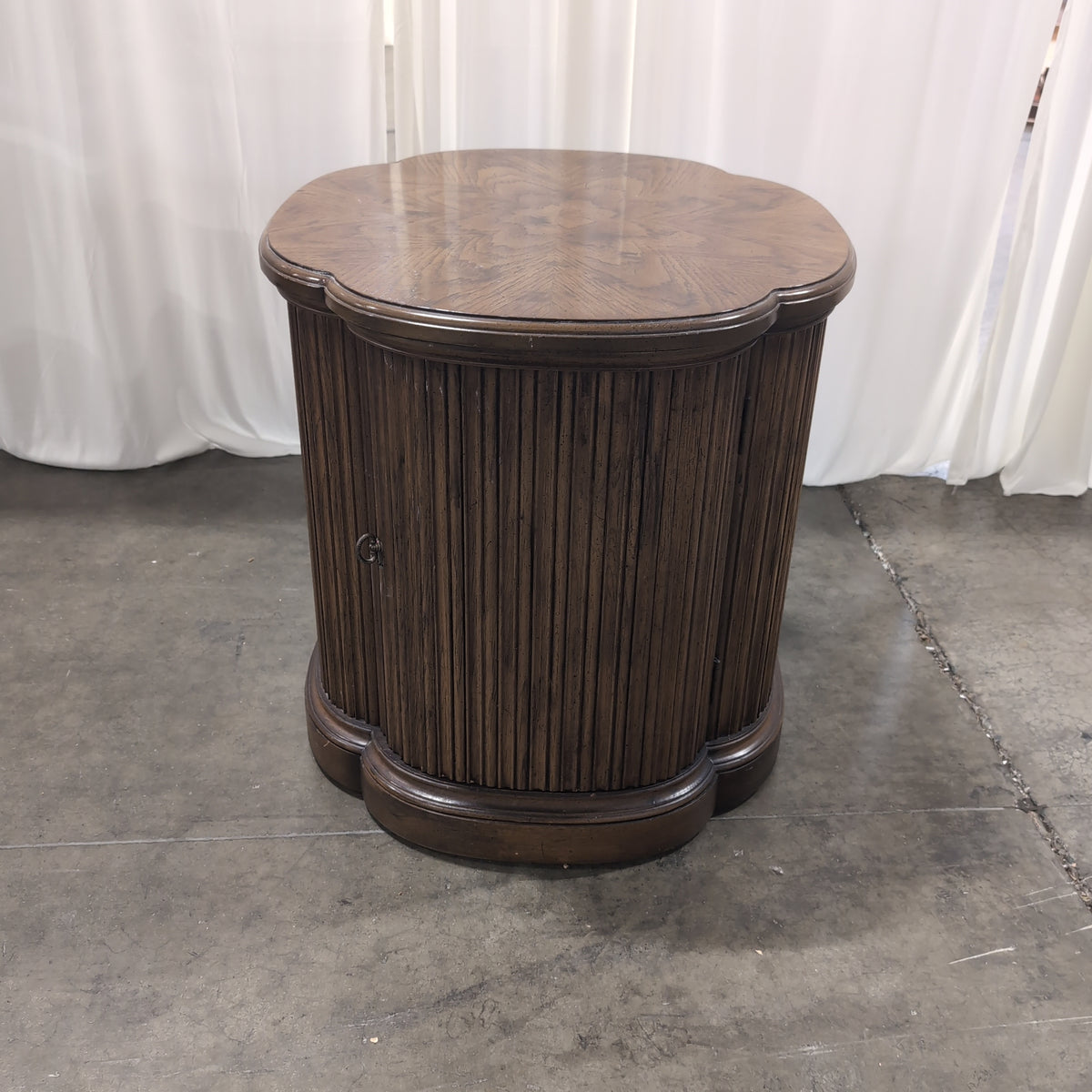 Dark Wood Curved Fluted Console Table