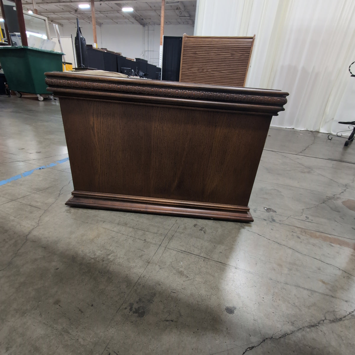 Traditional Brown Wood End Table with Carved Panels