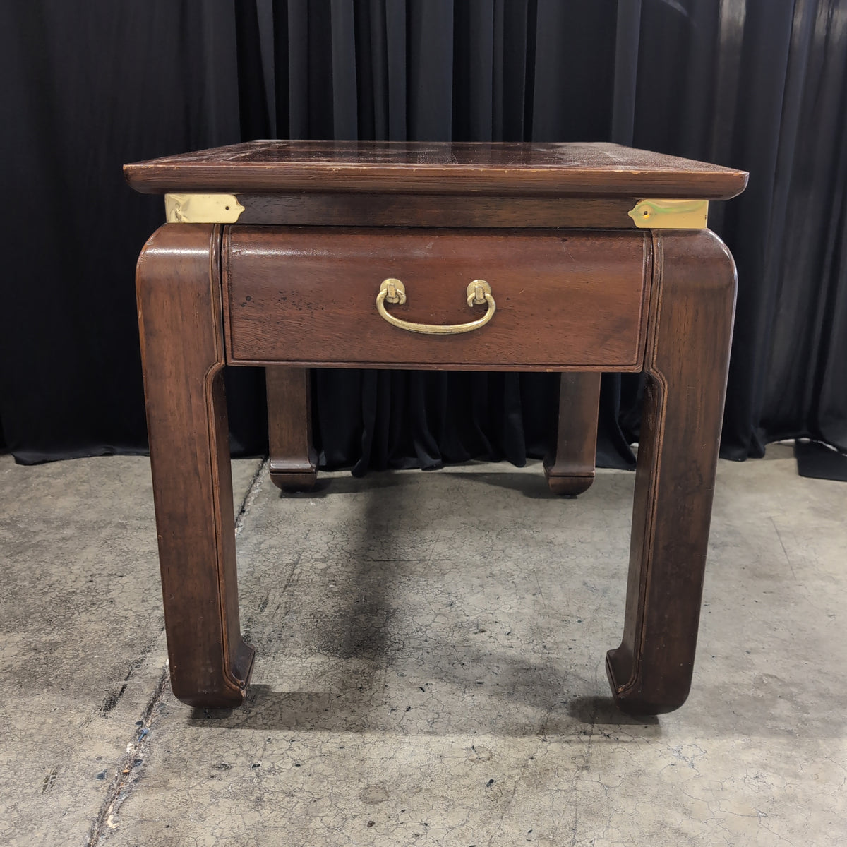 Dark Wood Patterned Top End Table