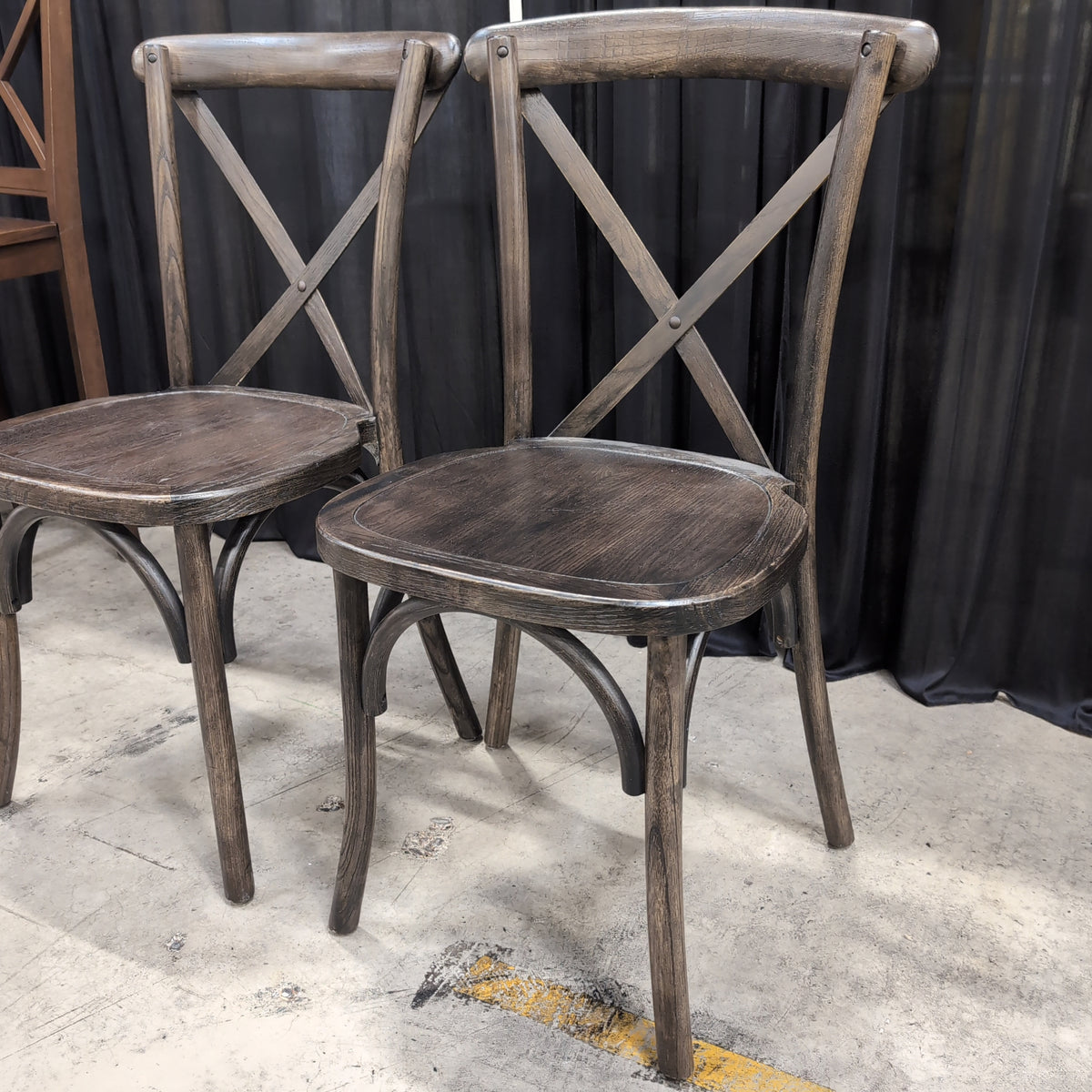 Dark Wood Cross-back Dining Chair in Distressed Finish