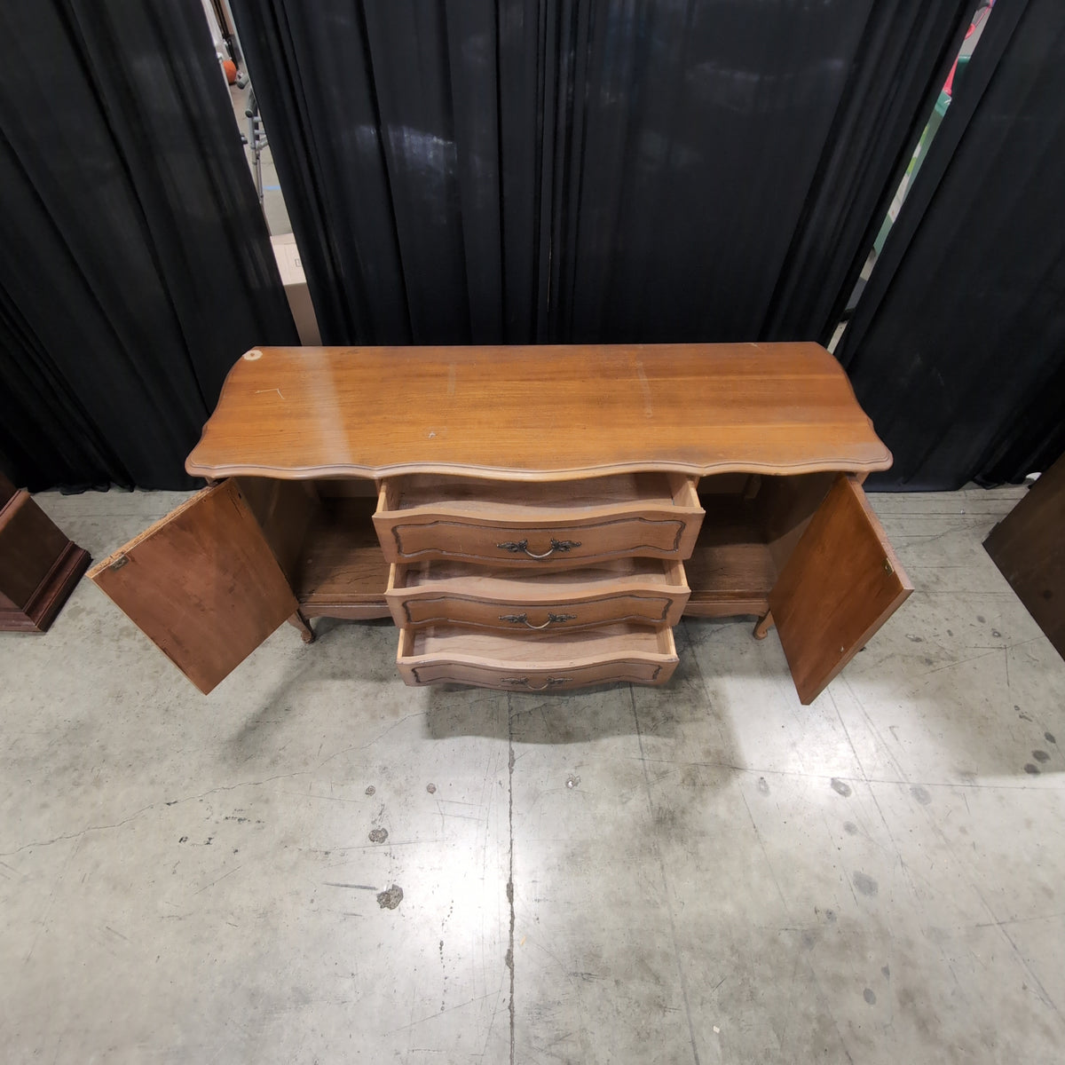 Bassett Furniture-French Provincial Wood Buffet with Mirrored Top