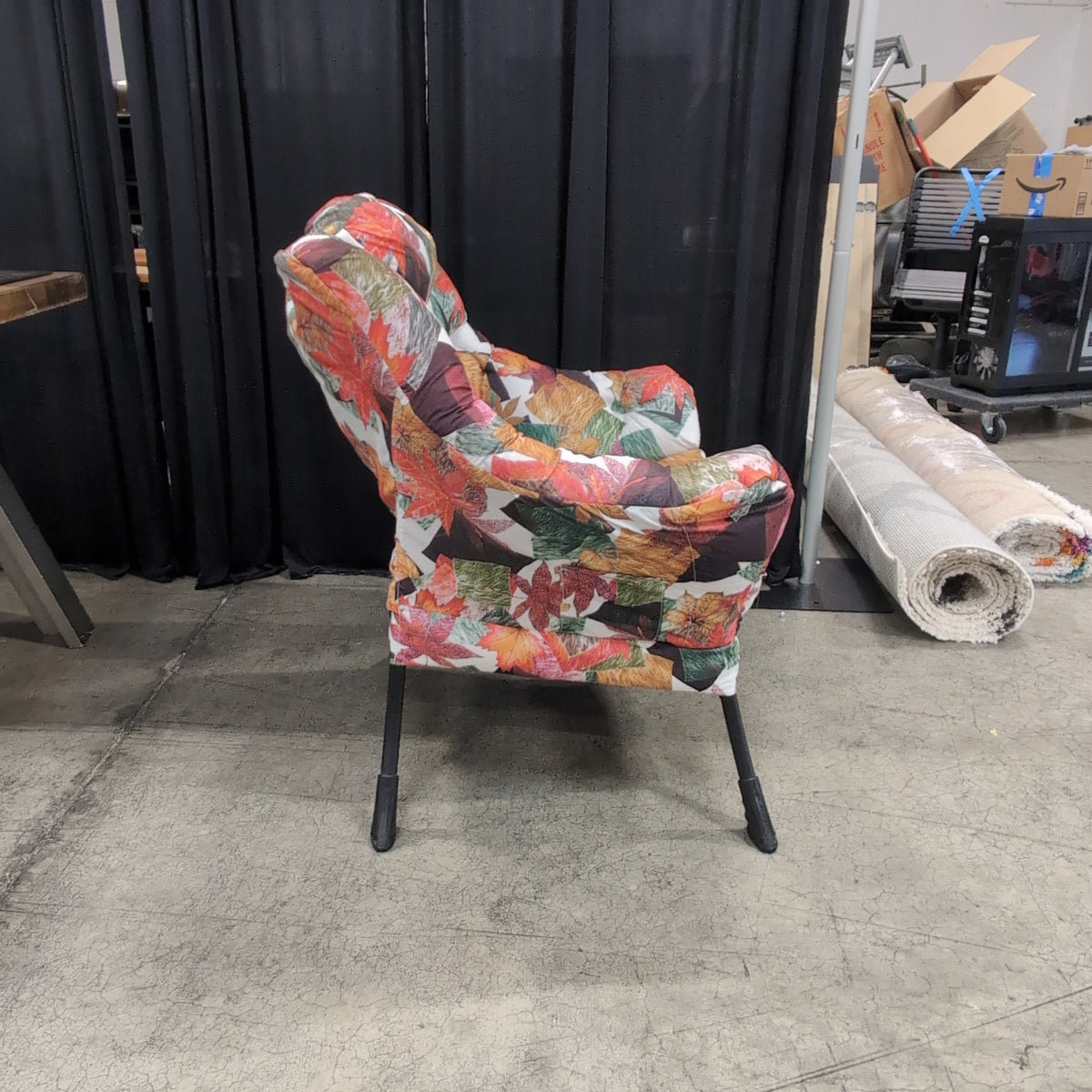 Multi-Color Autumn Leaf Pattern Upholstered Chair