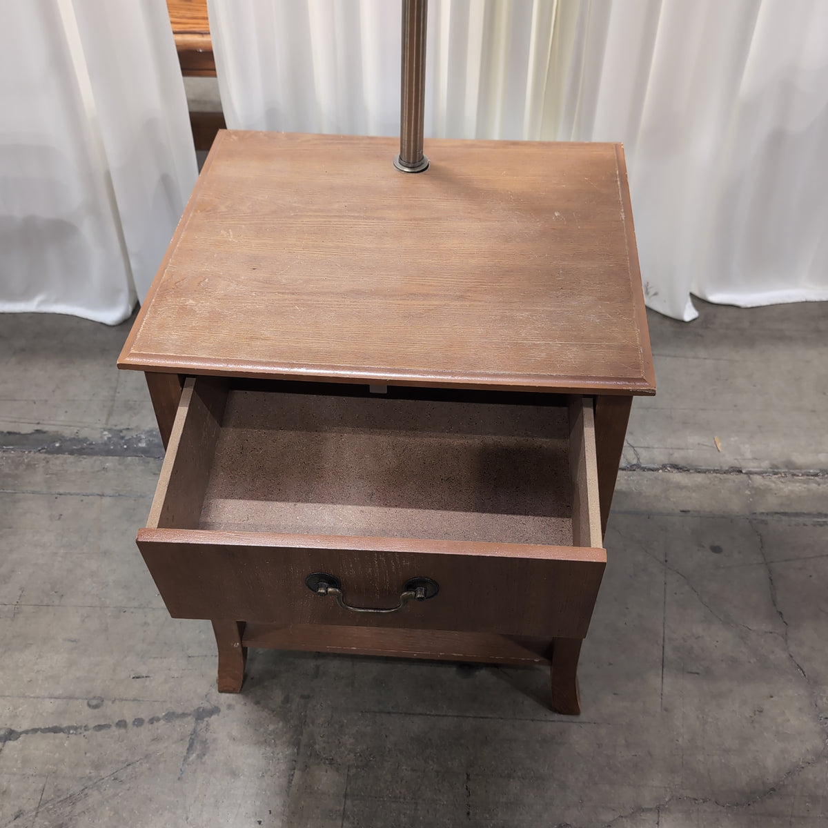 Brown Wood Nightstand with Single Drawer