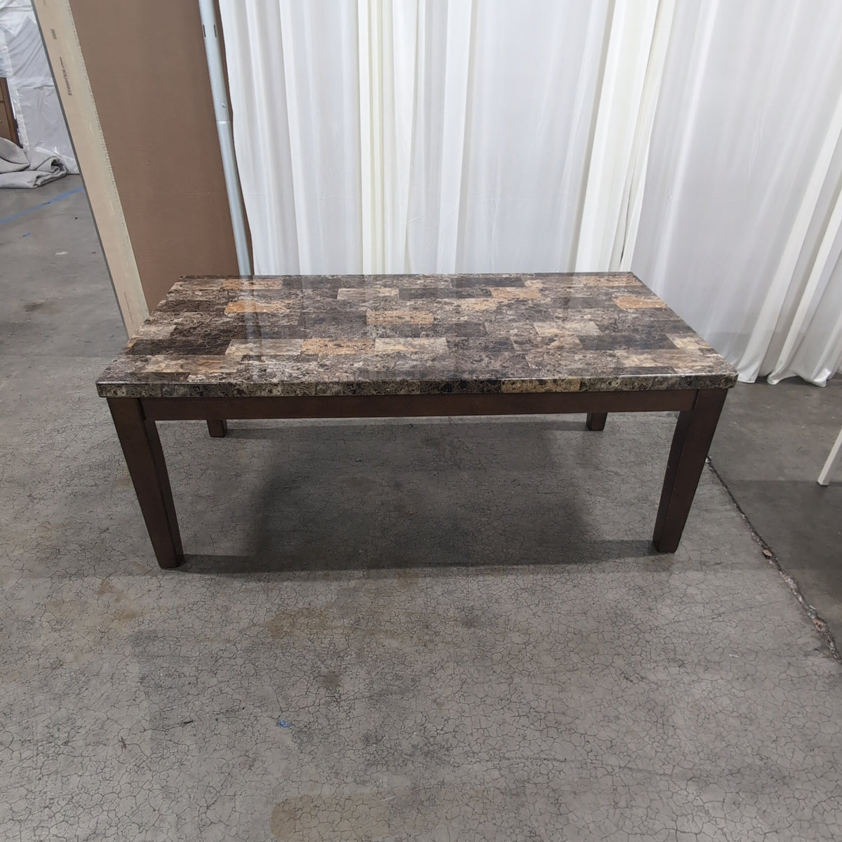 Rectangular Multi-tone Patterned Top Dining Table with Wood Base
