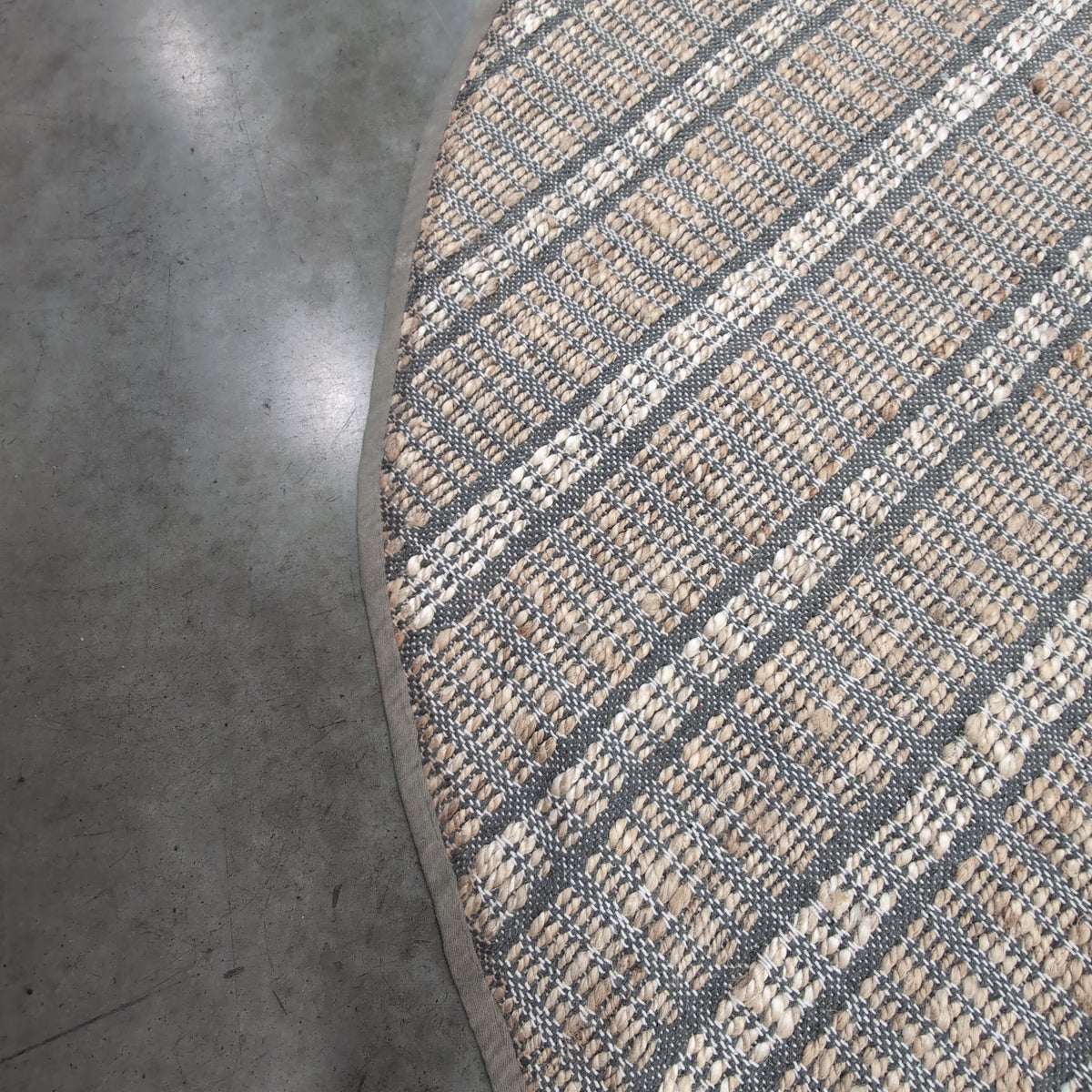 Tan and Grey Striped Area Rug in Natural Fiber