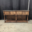 Brown Wood Console Table with Glass Top