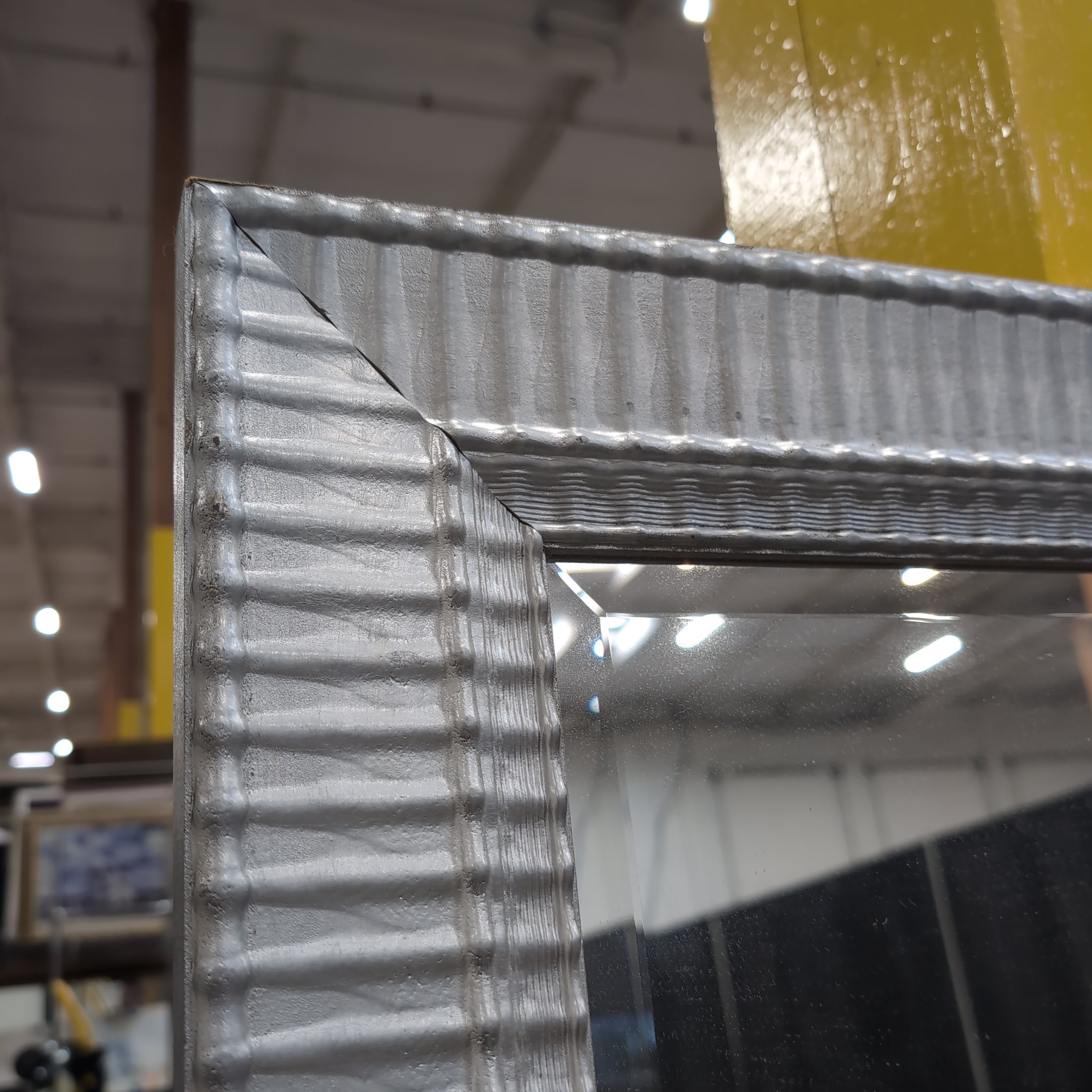Silver-Toned Full-Length Mirror with Ribbed Frame