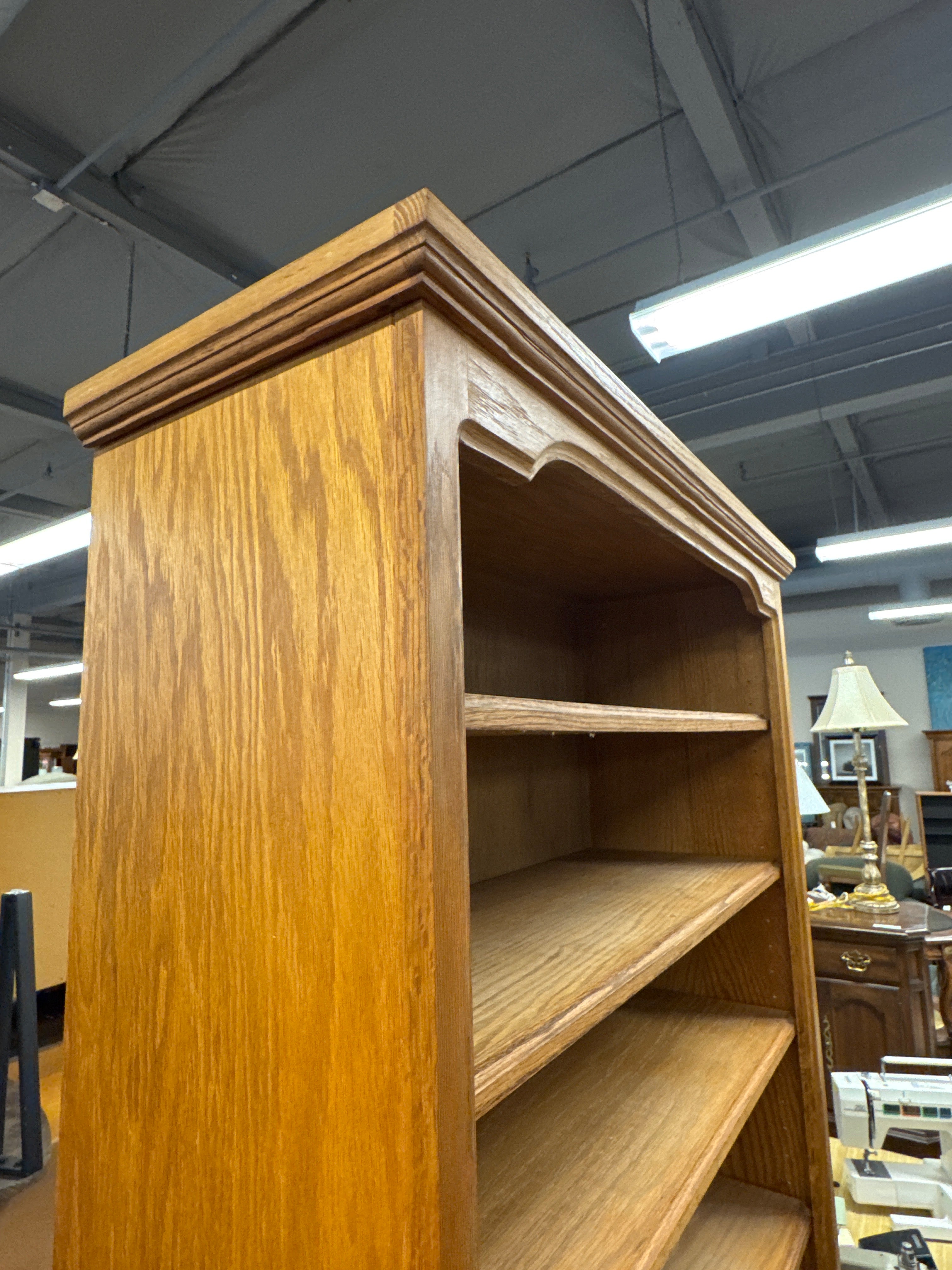 Tall Solid Wood Bookcase with Moulding Detail