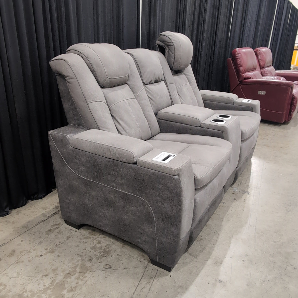 Modular Taupe Fabric Sectional Couch with Ottoman